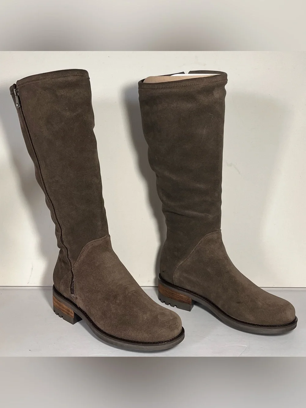 La Canadienne Cecile Stone Oiled Suede Tall Riding Boots